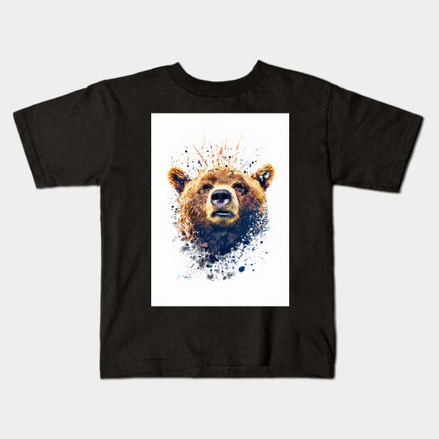 Bear face splatter Kids T-Shirt by Voodoo Production